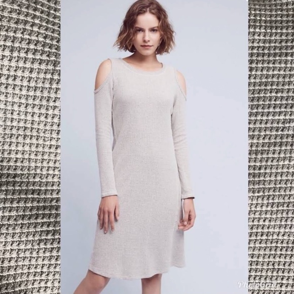 Sol Angeles Apres Cold Shoulder Dress, Grey Sz S - Picture 1 of 7